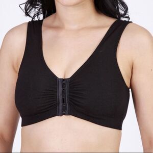 Size 32 Black Cotton Sports Bra with Hook and Eye